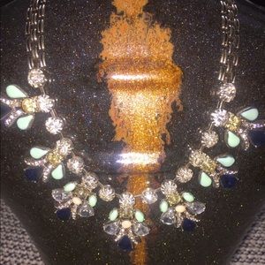Colorful gemstone pendant statement necklace